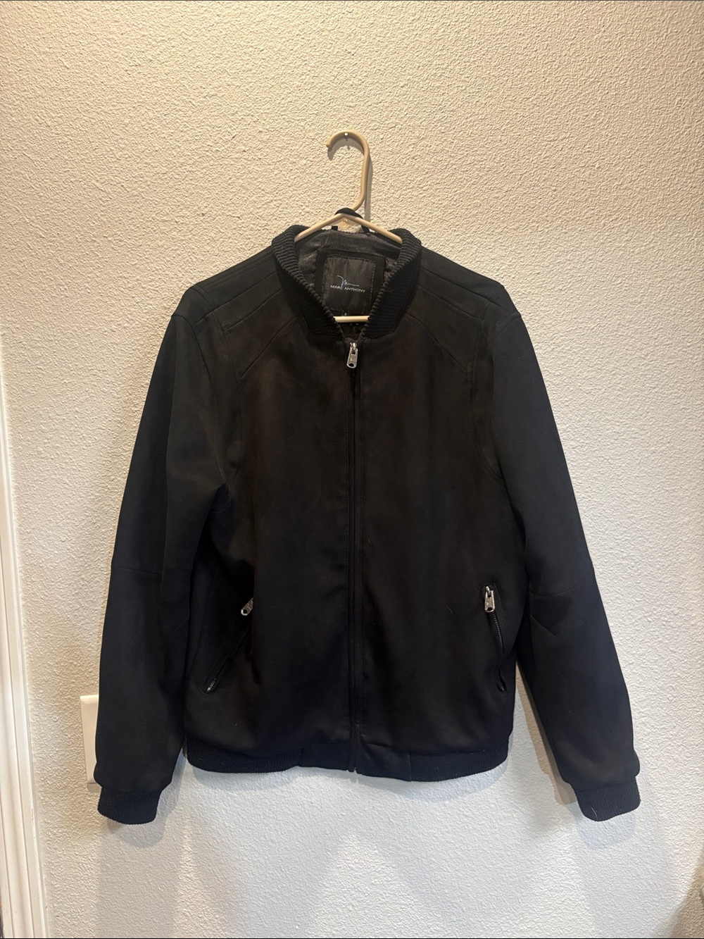 Marc Anthony Black Bomber Jacket with Zip Pockets